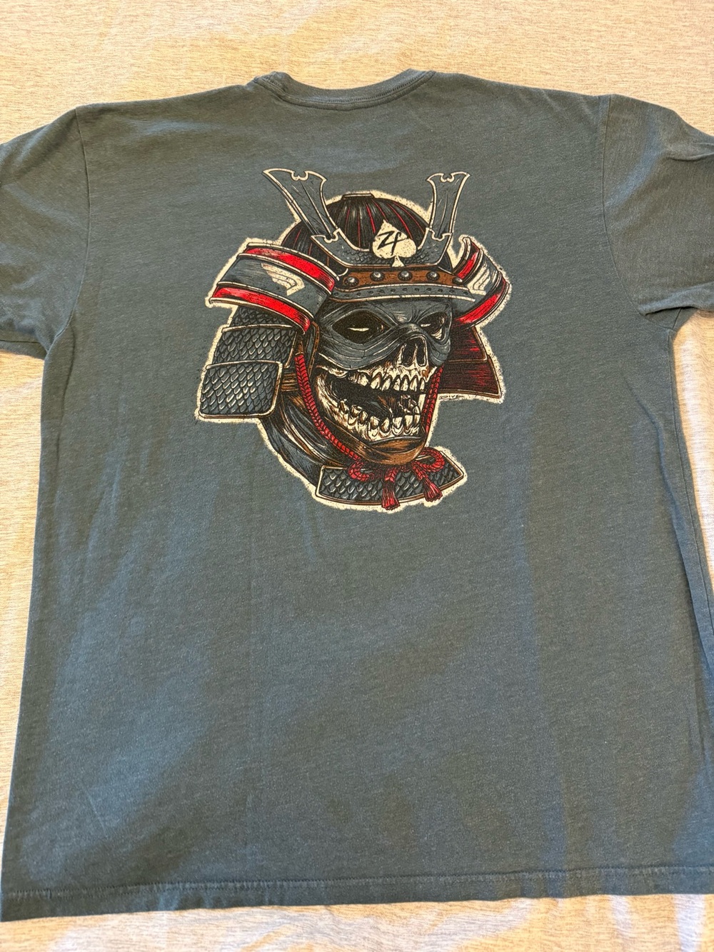 Zero Foxtrot Men's Blue Graphic Tee Samurai Skull XL
